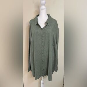 Candace Cameron Bure Women’s Linen Blend Collared Shirt Button Down Size 3XL.